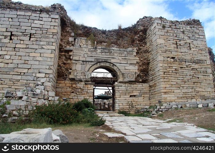 Entrance of great basilica St, John in Ephesus, Turkey