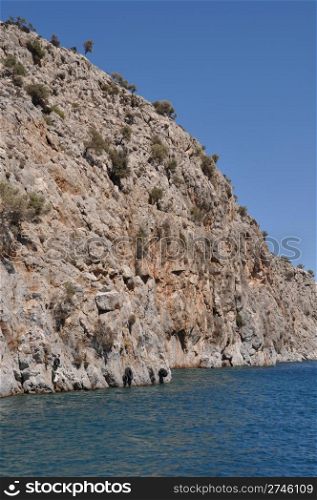 entrance of Kalymnos island with tyres dock, Greece