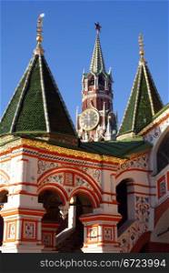 Entrance of St. Basil&rsquo;s and Spasskaya Tower on the Red Square, Moscow