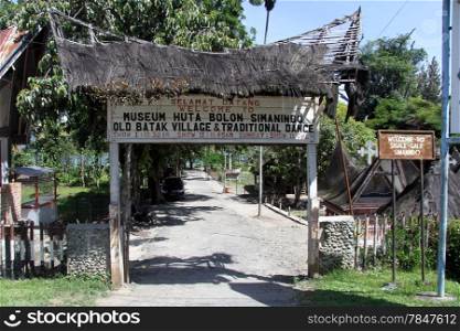 Entrance of traditional batak village on the Samosir island, Indonesia