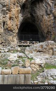 Entrance of Zendan cave near Aksu in TUrkey