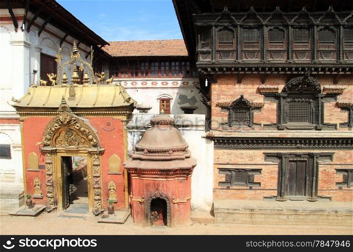 Entrance on king&rsquo;s palace in Bhaktapur, Nepal