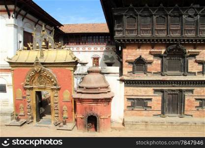 Entrance on king&rsquo;s palace in Bhaktapur, Nepal