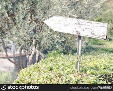 entrance signboard hedges. Entrance sign in Italian language in rural place