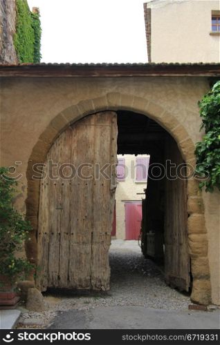 Entrance to a small square in France