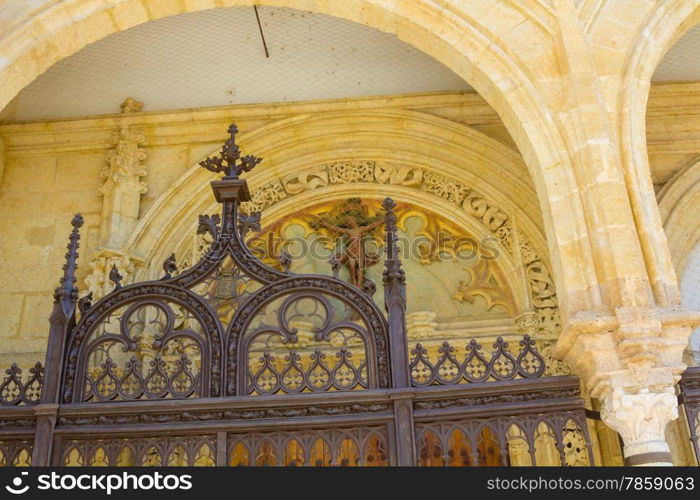 Entrance to church with beautiful wrought iron decoration