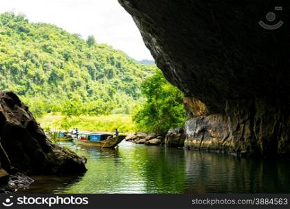Entrance to Phong Nha Ke Bang Underground River, Caves, Limestone and Karsts Formations (UNESCO World Heritage Site) - Quang Binh, Vietnam