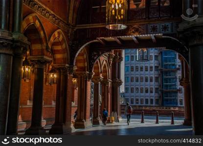 Entrance to the beautiful St. Pancras International station in London