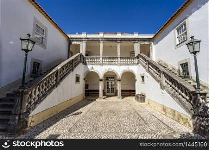 Entrance to the Casa da Cerca, a palace built between the end of the 17th century and beginning of the 18th with Baroque and Romantic architectural influences, in Almada, Portugal
