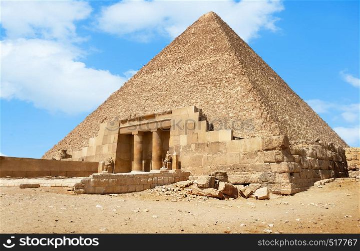 Entrance to the great pyramid in Giza, Egypt