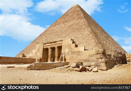 Entrance to the great pyramid in Giza, Egypt