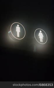 Entrance to the male and female toilet, stock photo