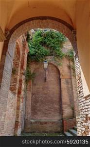 Entrance to the medieval castle in Italy