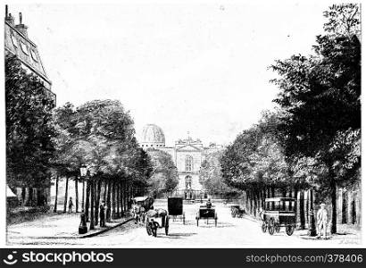 Entrance to the Observatory Avenue, vintage engraved illustration. Paris - Auguste VITU ? 1890.