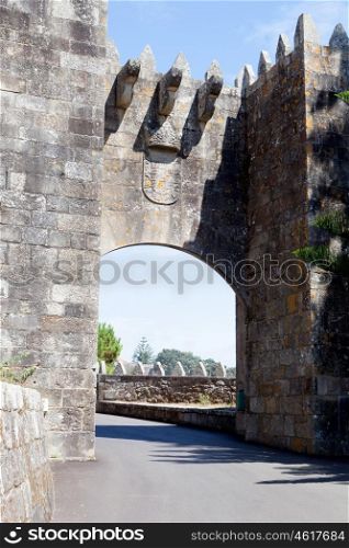 Entrance to the Parador de Bayona in Spain. Great wall
