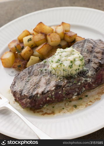 Entrecote de Beouf&acute; with Roquefort Butter and Parmentier Potatoes