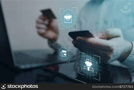 Entrepreneurship closeup concept image with white glyph icons. Three quarter perspective photo of man hand with smartphone on background. Picture for web banner, infographics, blog, news and article. Entrepreneurship closeup concept image with white glyph icons