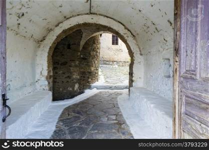 Entry of Saint George monastery at Feneos, Greece