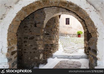 Entry of Saint George monastery at Feneos, Greece