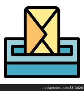 Envelope mail box icon. Outline envelope mail box vector icon color flat isolated. Envelope mail box icon color outline vector