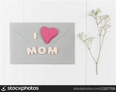 envelope mother s day with branch gypsophila