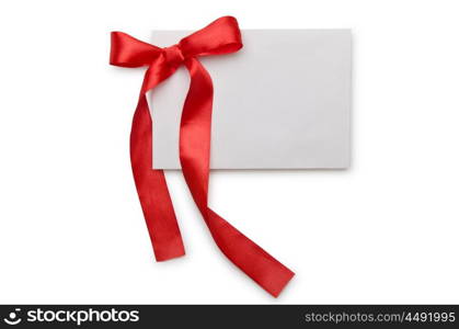 Envelope with colourful ribbon on white