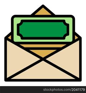 Envelope with donations icon. Outline envelope with donations vector icon color flat isolated. Envelope with donations icon color outline vector