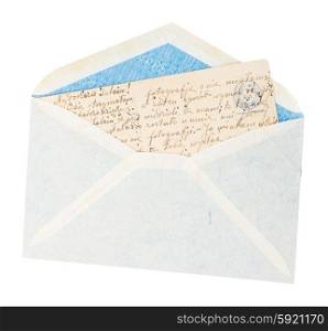 envelope with letter. old envelope with letter isolated on white background