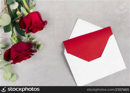 envelope with paper flowers