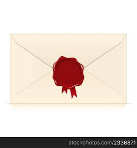 Envelope with wax st&illustration isolated on white background.. Envelope with wax st&illustration isolated on white background