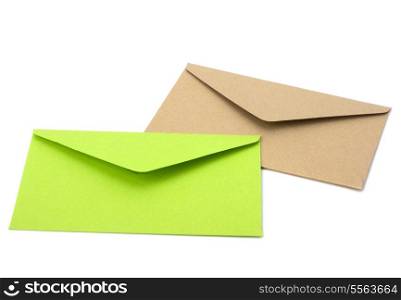 envelopes isolated on white background close up