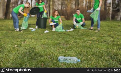 environment volunteer concept with bottle grass