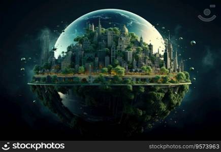 Environmental earth globe image, in the style of intricate cityscapes.
