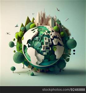 Environmental protection and save earth water, Ecology and world water day paper art, Saving water and world Environment day, Generate Ai illustration. . Environmental protection and save earth water paper art, Ecology and world water day Saving water and world Environment day , Generate Ai. 