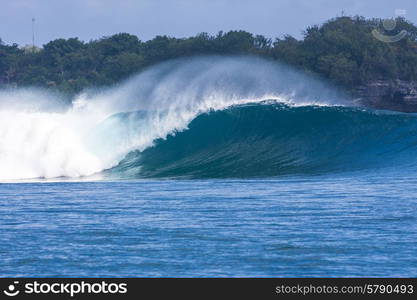 Epic Ocean Blue Wave near Lembongan island,Indonesia.