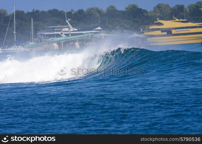 Epic Ocean Blue Wave near Lembongan island,Indonesia.