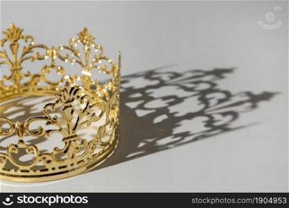 epiphany day gold crown with shadow. Beautiful photo. epiphany day gold crown with shadow