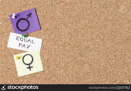 equal pay man woman gender symbols copy space