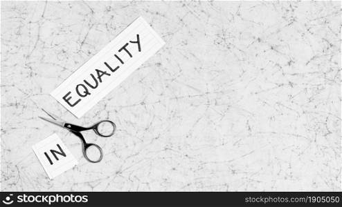equality inequality concept marble with copy space. Beautiful photo. equality inequality concept marble with copy space