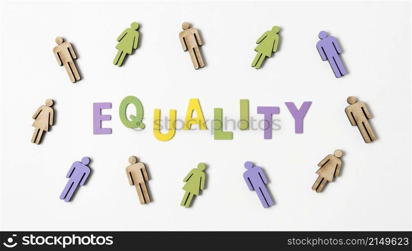 equality lettering with people surroundings
