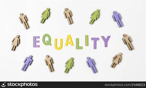 equality lettering with people surroundings