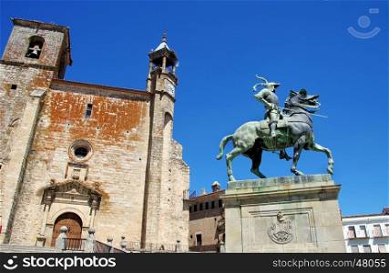 Equestrian statue of Francisco Pizarro in Trujillo, Caceres, Spain