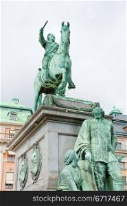 Equestrian statue of Gustavus Adolphus at Gustav Adolfs torg, Stockholm, Sweden