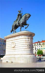 Equestrian statue of King John I in the Praca da Figueira, Lisbon, Portugal