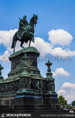 Equestrian Statue of King John of Saxony (Konig Johann I. von Sachsen) at Theaterplatz in Dresden, Germany