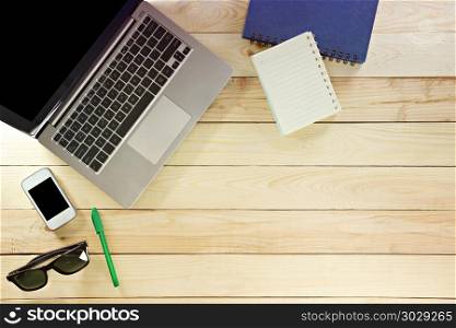Equipment for working on wooden table and adjust color of image in vintage style.. Equipment for working on wooden table.