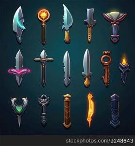 equipment knife weapon game ai generated. dagger handle, chef icon, kitchen crime equipment knife weapon game illustration. equipment knife weapon game ai generated