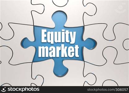 Equity market word on jigsaw puzzle, 3D rendering
