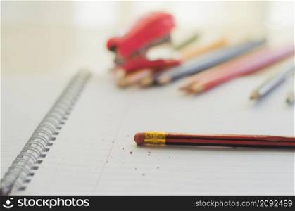 eraser pencil notepad