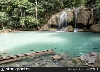 Erawan waterfall at National Park, Kanchanaburi, Thailand.